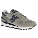 Championes Saucony Shadow Original de hombre, color gris con detalles en azul marino y naranja.