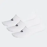 Pack de tres pares de medias invisibles Adidas, color blanco con logo negro.