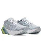 Championes de running Under Armour W Velociti Pace, color gris claro con detalles en verde lima y suela con amortiguación UA HOVR.