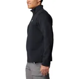 Buzo de forro polar Columbia con cuello alto y cierre frontal parcial con botones a presión. Presenta un diseño liso en color negro con el logo de la marca bordado en el pecho.