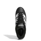 Championes urbanos Adidas Break Start 2000, de diseño robusto en color negro con las icónicas tres tiras laterales en blanco. Presenta una suela de goma color caramelo y una entresuela blanca, con el logo de la marca en la lengüeta.
