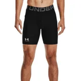 Short de compresión Under Armour HeatGear para hombre, color negro con cintura elástica gris con logo de la marca.