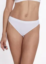 Bombacha tipo bikini de microfibra sin costuras, con forro interior de algodón.