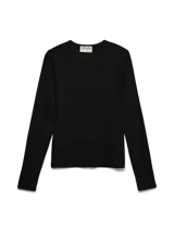 Camiseta básica de manga larga negra con calce ajustado y cuello redondo, confeccionada en algodón orgánico y elastano.