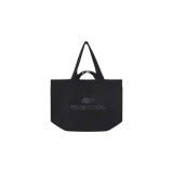 Bolso tipo tote negro Eme Studios, modelo Container Shadow Bag, con diseño estructurado, doble asa superior y estampado frontal con el logo de la marca en tono oscuro.