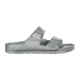 Sandalias Birkenstock Arizona EVA plateadas, con dos correas ajustables con hebillas metálicas y plantilla anatómica.