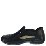 Sandalias tipo slip-on color tostado, con diseño calado en forma de rombos en la parte superior y paneles elásticos laterales. Cuenta con suela de goma negra.
