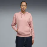 Buzo con capucha Puma de corte holgado, color rosado, con bolsillo tipo canguro frontal y cordones ajustables en la capucha. Presenta un pequeño logo bordado en el pecho.