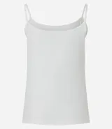 Musculosa básica de poliamida color rosa claro, con breteles finos y escote redondo.