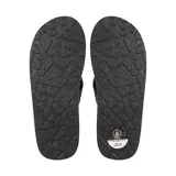 Ojotas negras con base estampada en blanco y negro con motivos geométricos y tribales. Tira de goma negra con logo de la marca.