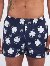 Bóxer Kevingston de algodón blanco con estampado integral de labios rojos. Cuenta con cintura elastizada y etiqueta de la marca en el frente.