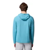 Remera de manga larga con capucha de la línea PFG de Columbia, color azul. Confeccionada con tecnología Omni-Shade para protección solar UPF 50 y tecnología Omni-Wick para absorción de humedad y secado rápido. Presenta un diseño ligero, transpirable y con logo de la marca en el pecho.