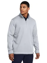 Buzo de cuello alto con cierre frontal de un cuarto, confeccionado en tejido SweaterFleece con tecnología UA Storm que repele el agua. Presenta interior suave y cepillado, con puños y bajo acanalados.