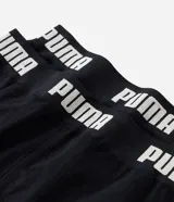Pack de dos calzoncillos bóxer para hombre de la marca Puma, confeccionados en microfibra de color negro. Presentan cintura elástica con el logo de la marca en contraste y detalle del felino bordado en el lateral.