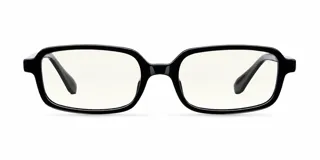 Lentes con protección contra luz azul y UV400, con montura rectangular de color negro y cristales transparentes.