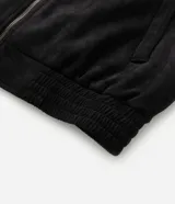 Campera masculina Marfinno de efecto gamuzado en color marrón, con cuello alto, cierre frontal de cremallera, bolsillos laterales y puños y bajo elastizados.