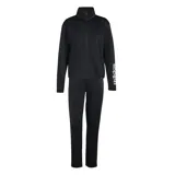 Conjunto deportivo Adidas Essentials Big Tracksuit color negro, compuesto por una campera de cuello alto con cierre frontal y el logo de la marca en la manga, y un pantalón largo de corte clásico.