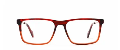 Armazón para anteojos Visionar 301/56 col 02, de acetato color rojo con degradé naranja.