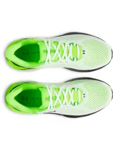 Championes de running Under Armour Infinite Pro 2, con parte superior de malla técnica transpirable en color verde neón y blanco. Presenta amortiguación UA HOVR+ para retorno de energía, entresuela de espuma EVA de dos partes para mayor estabilidad y suela de goma duradera. Diseño con talón reforzado para reducir el impacto.