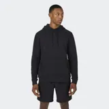 Buzo con capucha negro, confeccionado en algodón cepillado elástico. Presenta diseño de manga larga con puños elásticos, bolsillo tipo canguro frontal, capucha con cordones ajustables y logotipo de la marca bordado en el pecho.