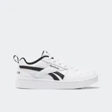 Championes Reebok Royal Prime 2.0 de color blanco con detalles en negro, diseño deportivo y casual de corte bajo con cordones y suela de goma.