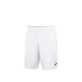 Short deportivo blanco de poliéster con cintura elástica y logo bordado en la pierna.