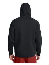 Campera deportiva con capucha y cierre frontal completo, confeccionada en tejido polar de doble punto. Presenta mangas raglán, bolsillos laterales con cierre y detalles reflectantes en los hombros. Diseño ergonómico y transpirable con logo de la marca en el pecho.