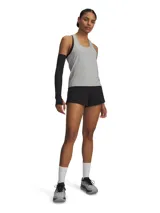 Shorts deportivos Under Armour Vanish Woven color negro, de diseño 2 en 1 con short exterior liviano y calza interior ajustada. Cuenta con cintura elástica con logo visible, bolsillos laterales y aberturas en los laterales.