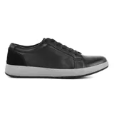 Zapato casual Hi-Tec Chailey de cuero negro con cordones y suela gris.