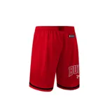 Short de básquet negro con cintura elástica y cordón ajustable. Presenta el logo de Los Angeles Lakers en la pierna derecha y el nombre del equipo en la pierna izquierda. Tiene ribete amarillo en el ruedo.