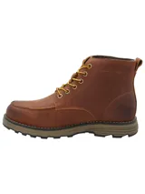 Botín de cuero engrasado color marrón RKF, modelo Balma, con cordones bicolor, suela de goma antideslizante y costuras reforzadas.
