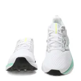 Championes de running New Balance 460, color blanco con detalles plateados y una franja en tono menta en la entresuela, con capellada de malla transpirable y suela con refuerzo negro.