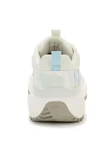 Championes Cat modelo Hasten Mesh, de color blanco con detalles en rosado y celeste, confeccionados con malla transpirable y refuerzos sintéticos, con suela chunky de goma.