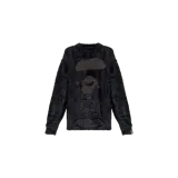 Sweater A Bathing Ape de punto fuzzy color negro, con diseño de logo gráfico en la parte frontal y cuello redondo.