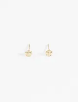 Par de caravanas pequeñas con forma de rosa, color dorado, de acero quirúrgico hipoalergénico.