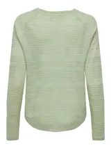 Sweater negro de punto acanalado con cuello redondo y manga larga, de calce regular.