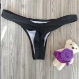 Bombacha de bikini colaless para mujer, de diseño plisado en la parte trasera y tiro bajo, disponible en varios colores.