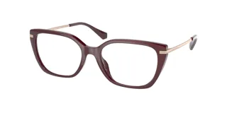 Armazón para lentes Michael Kors modelo 4083U, color borgoña con detalles dorados.