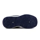 Championes deportivos de hombre, modelo Seul, con diseño retro/lifestyle. Combinación de colores blanco, gris claro, gris oscuro y azul marino. Presentan paneles superpuestos de gamuza y malla, con un logo lateral grande en azul marino y la palabra "Austral" bordada en el lateral. La suela es gruesa y texturizada en tono crema/blanco roto, con una suela exterior de goma azul marino.