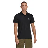 Chomba de piqué negra con logo Adidas blanco en el pecho.