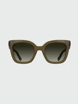 Lentes de sol Longchamp con armazón de acetato en tono marrón translúcido y cristales degradados.