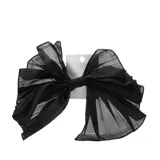 Broche de pelo grande con forma de moña, confeccionado en tela de organza negra.