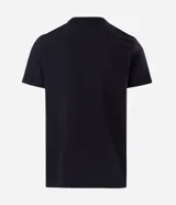 Remera masculina negra de algodón peruano, corte slim, con cuello padre y abertura frontal con cremallera metálica. Tiene mangas cortas.
