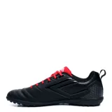 Championes de fútbol Umbro modelo Vision TF, color negro con detalles en blanco y cordones rojos. Diseñados con suela de tapones pequeños, ideales para canchas de césped sintético.