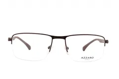 Armazón para lentes de metal color marrón oscuro, con forma rectangular y diseño semi al aire.