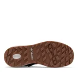 Bota de senderismo Columbia modelo Newton Wander Ltr, color negro con detalles en blanco y suela color caramelo. Fabricada en cuero impermeable con tecnología Omni-Tech y sistema de amortiguación Omni-MAX.