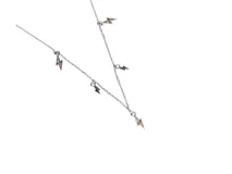 Collar de plata 925 con cadena de eslabones y dije de cinco rayos con circonitas multicolor.