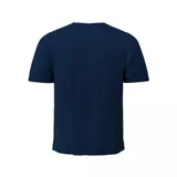 Remera de manga corta negra con cuello redondo y estampado frontal con el nombre "Lakers" y el logotipo del equipo en tono gris efecto denim. Etiqueta decorativa institucional en la parte inferior izquierda.