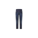Pantalón de jean Dsquared2 modelo Skater Extra Slim Fit, de color azul marino con efecto desteñido y lavado oscuro. Presenta corte ajustado, bragueta con botones y costuras en contraste.
