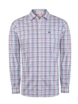 Camisa de manga larga para hombre, confeccionada en algodón orgánico con tecnología Natural Flex y diseño de cuadros multicolor en tonos azules, rosados y blancos. Cuenta con cuello camisero, cierre frontal de botones, bolsillo en el pecho con detalle bordado y ajuste regular fit.